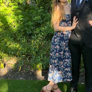 Navy floral midi dress